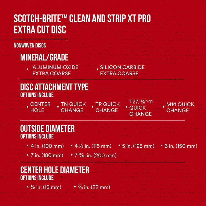 Scotch-Brite Clean and Strip XT Pro Extra Cut Disc, XC-DC, A/O Extra
Coarse, GRN