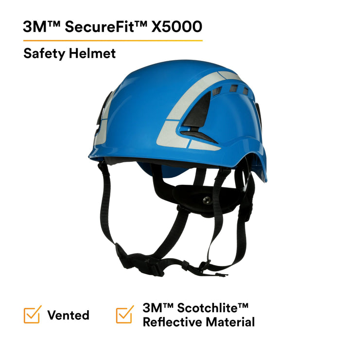 3M SecureFit Safety Helmet, X5003VX-ANSI,  Blue, vented, 1Ea/Box