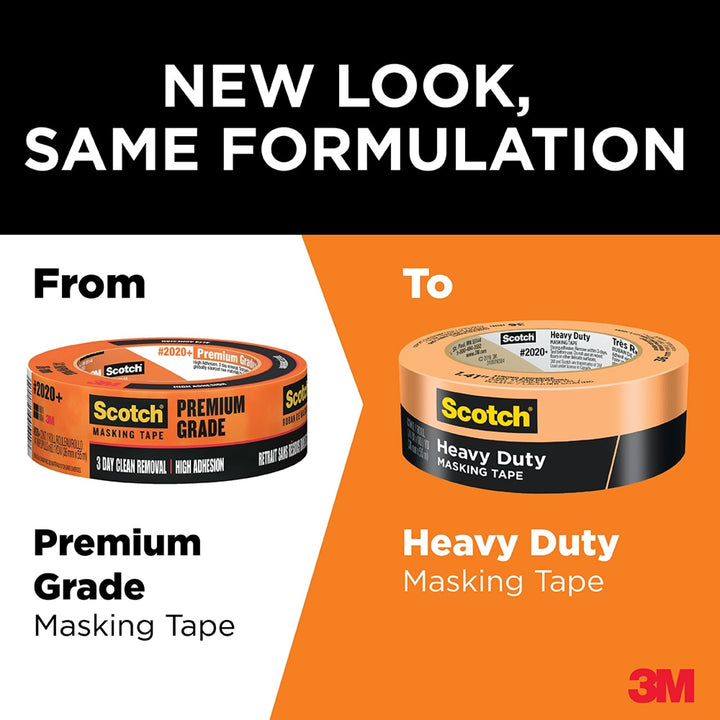 Scotch® Heavy Duty Masking Tape 2020+-48TP6, 1.88 in x 60.1 yd (48mm x55m)