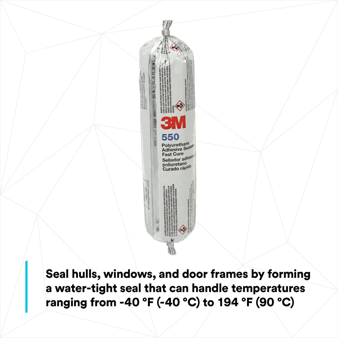 3M Polyurethane Adhesive Sealant 550FC Fast Cure, Gray, 350 mL SausagePack