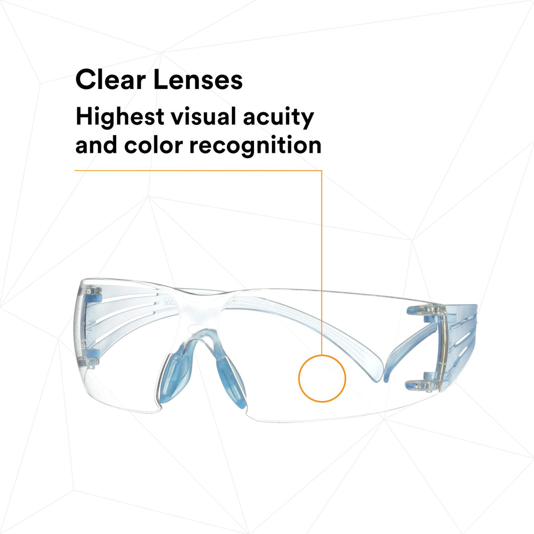 3M SecureFit 300 Series, SF301SGAF-LBL, Ice Blue Temples
