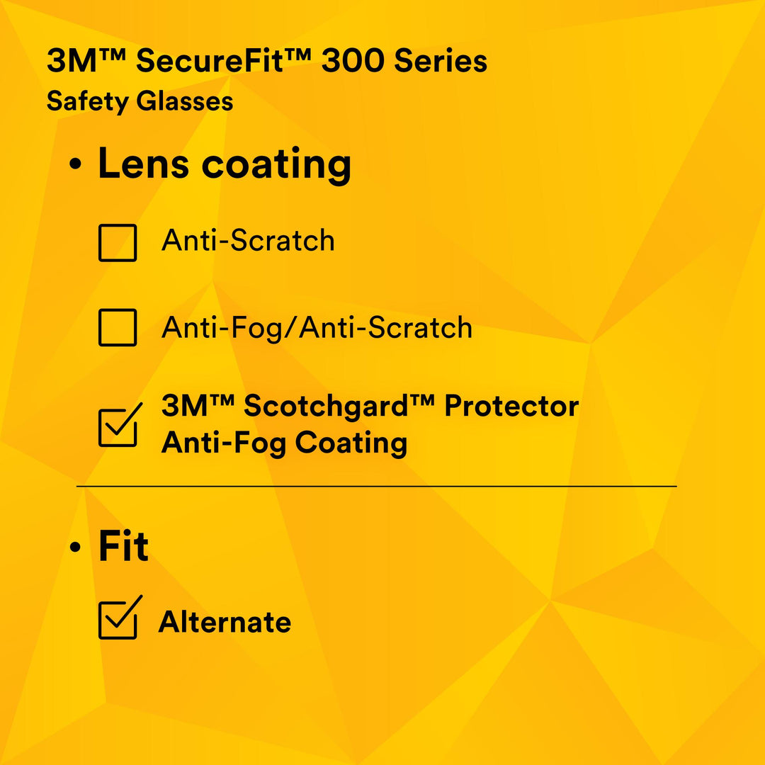 3M SecureFit 300 Series, SF301SGAF-LBL, Ice Blue Temples