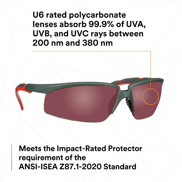 3M Solus 2000 Series, S2024AS-RED, Gray/Red Temples, Red MirrorAnti-Scratch lens