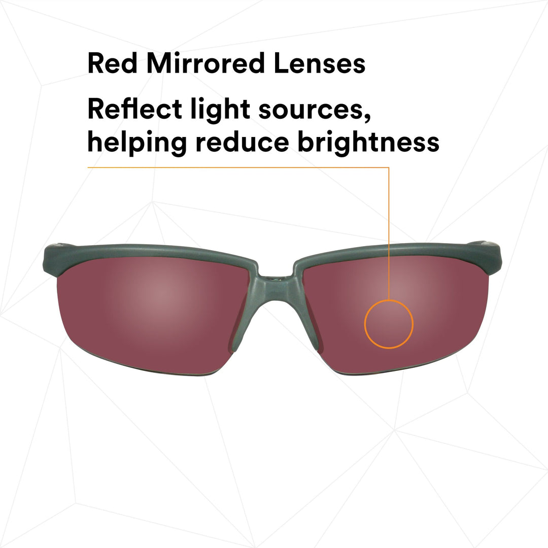 3M Solus 2000 Series, S2024AS-RED, Gray/Red Temples, Red MirrorAnti-Scratch lens