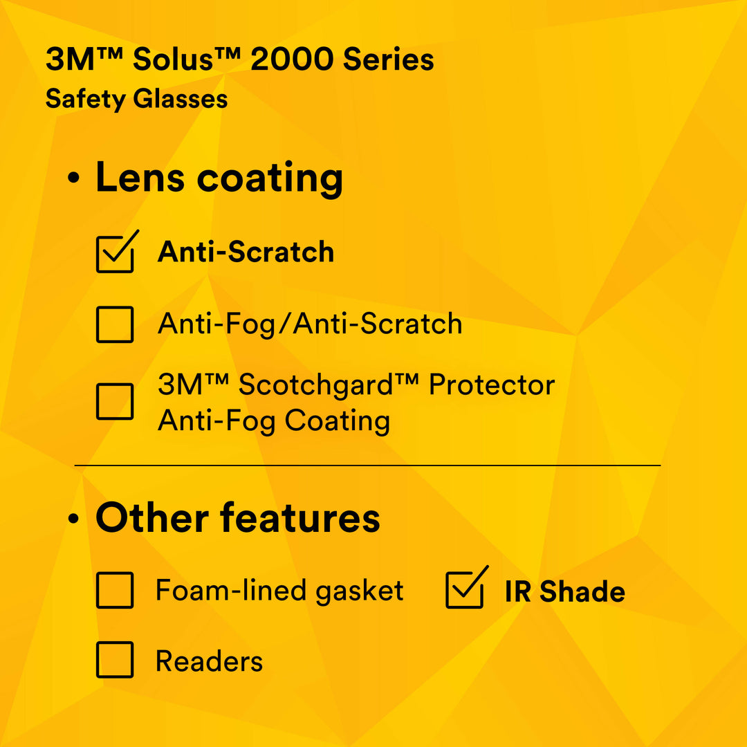 3M Solus 2000 Series, S2017AS-BLK, Black/Green Temples