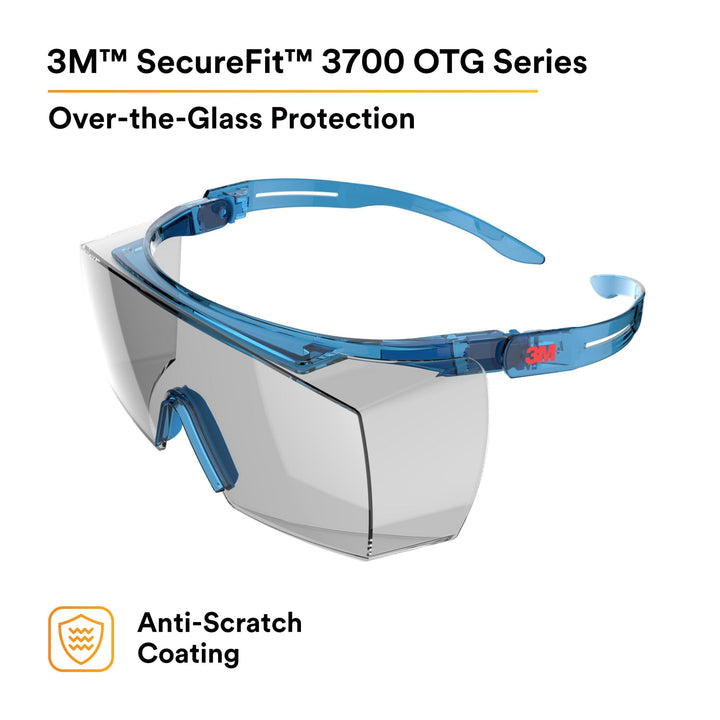 3M SecureFit 3700 Series, SF3707AS-BLU, Blue Temple