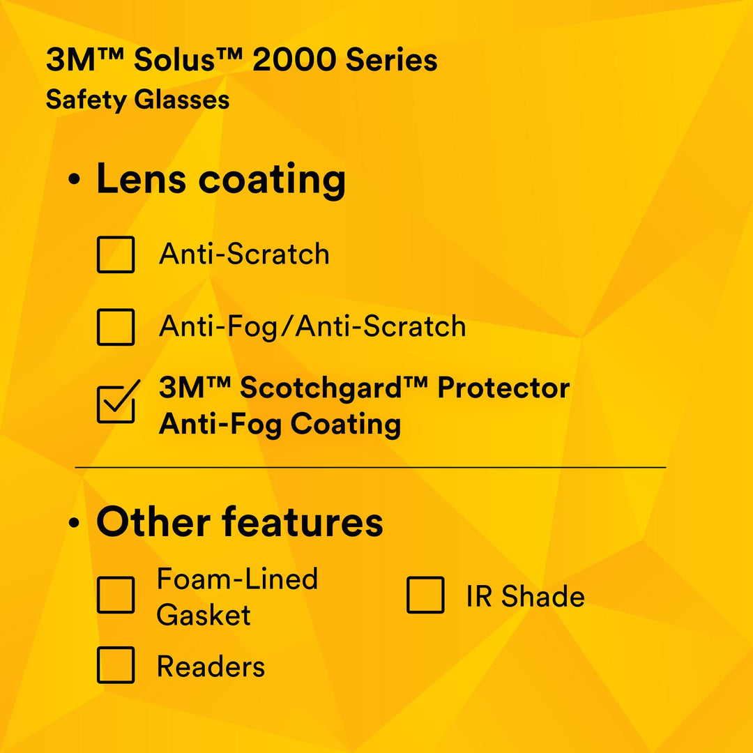 3M Solus 2000 Series, S2002SGAF-BGR, Gray/Blue-Green Temples