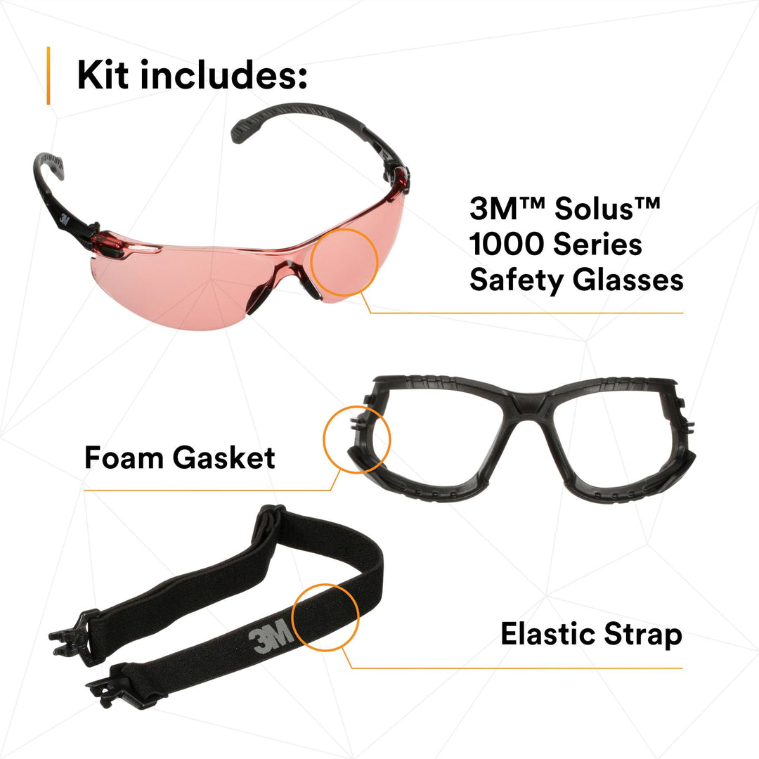 3M Solus 1000 Series, S1521SGAF-KT, Blk Temples, Scotchgard Anti-Fog Coating