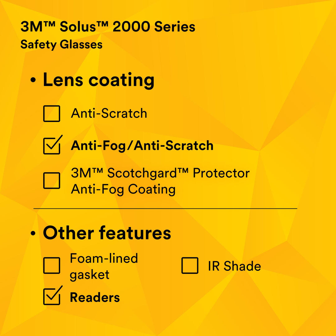 3M Solus 2000 Series, S2025AF-BLU, Blue/Gray Temples