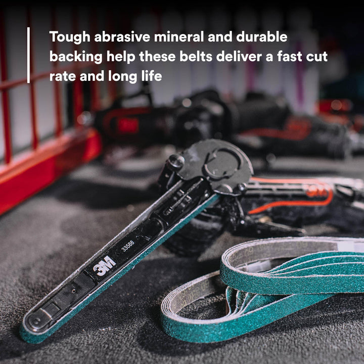 3M Green Corps Abrasive File Belt 36518, 80 Grit, 1/2 in x 18 in