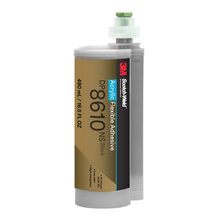 3M Scotch-Weld Flexible Acrylic Adhesive DP8610NS, Black, 490 mL Duo-Pak