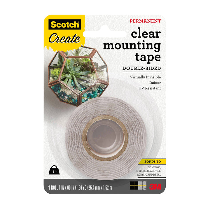 Scotch® Clear Mounting Tape 410P-CFT, 1 in x 60 in (25.4 mm x 1.52 m)