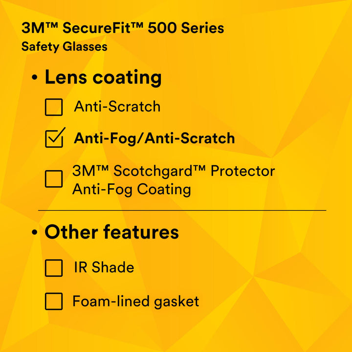 3M SecureFit 500 Series SF509AF-BLK, Black