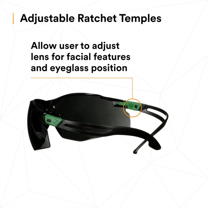 3M SecureFit 500 Series SF550AF-GRN, Black/Green, IR 5.0 Gray AF-AS Lens