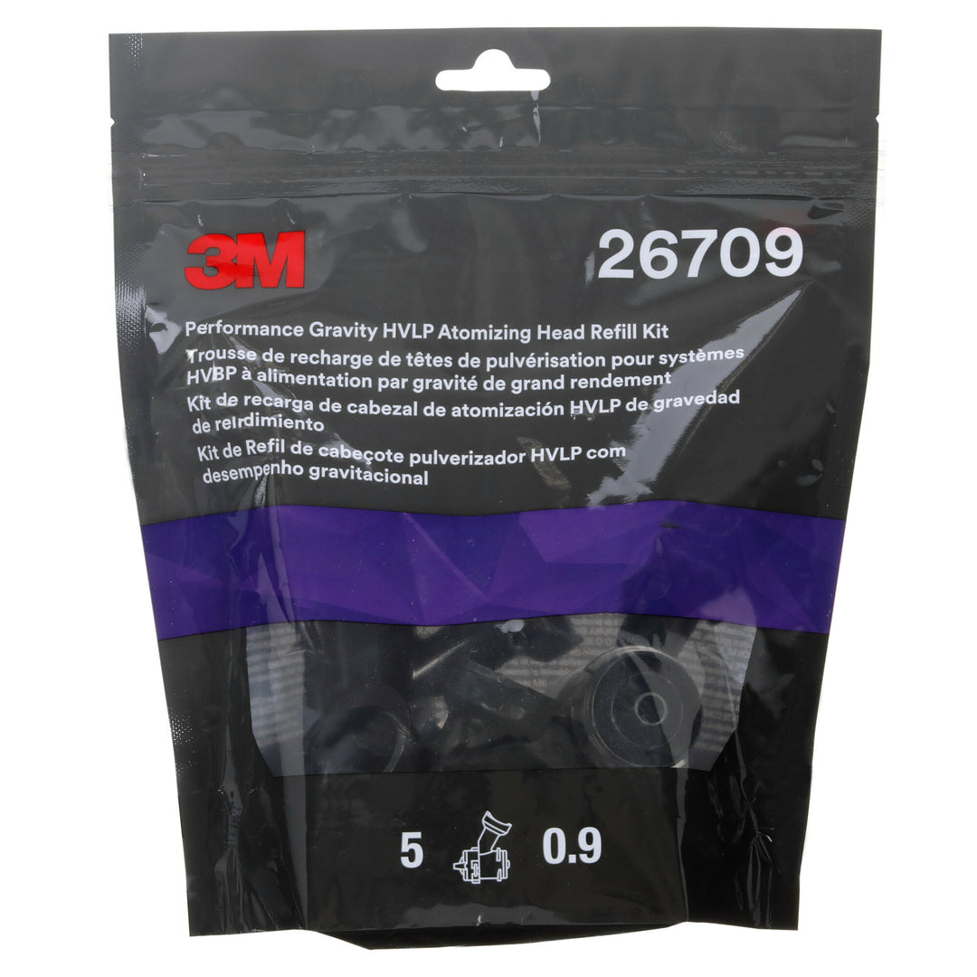 3M Performance Gravity HVLP Atomizing Head Refill Kit 26709, White, 0.9, 5 pack