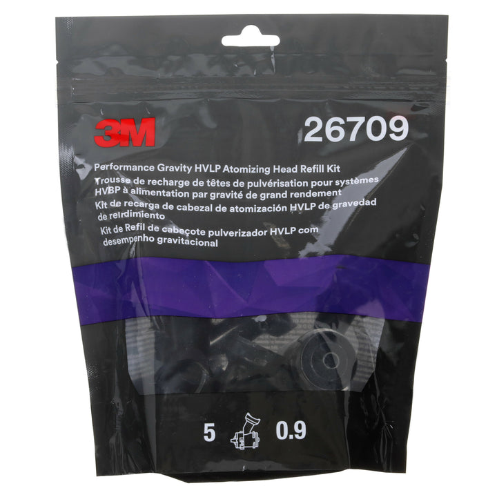 3M Performance Gravity HVLP Atomizing Head Refill Kit 26709, White, 0.9, 5 pack