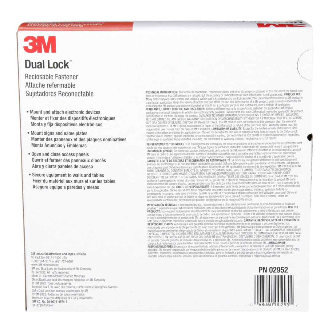 3M Dual Lock Reclosable Fastener MP3551CF/MP3552CF, Black, 1 in x 5 yd