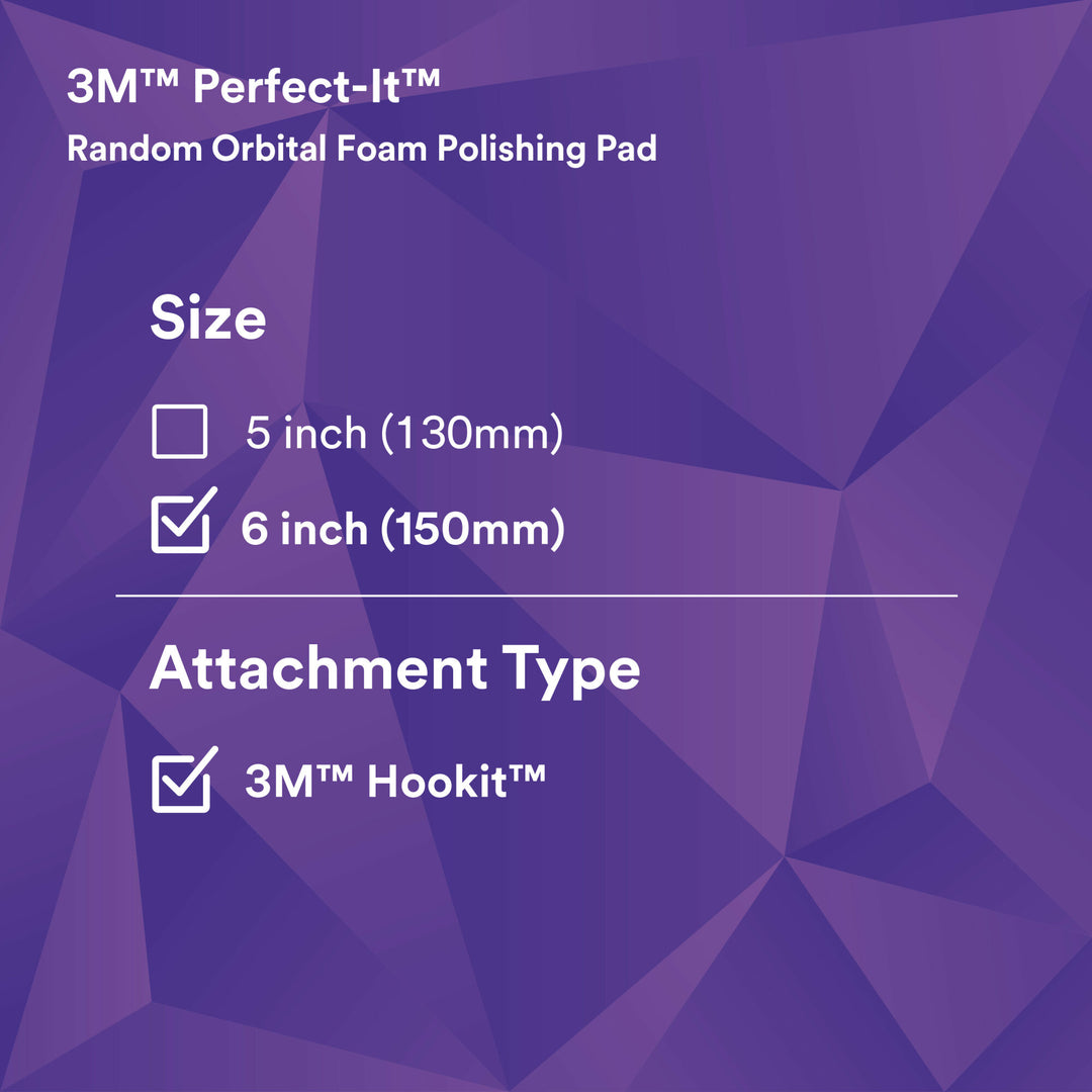 3M Perfect-It Random Orbital Foam Polishing Pad 34127, Fine, Purple, 6in