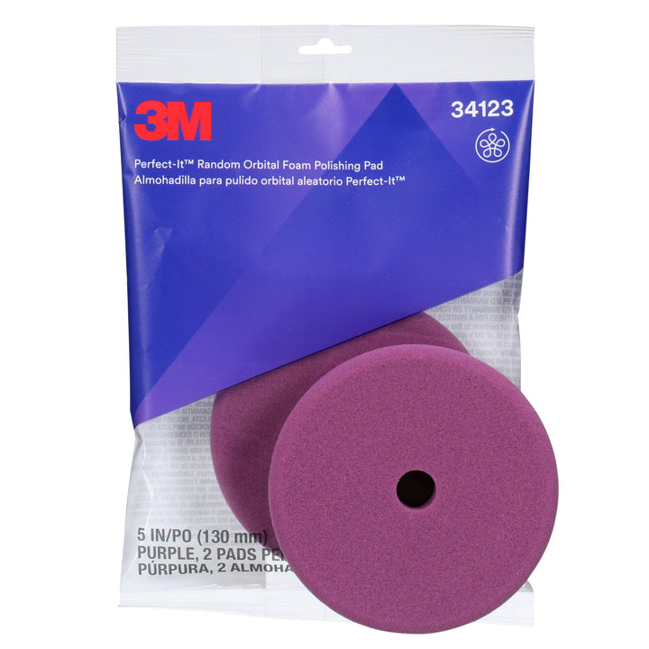 3M Perfect-It Random Orbital Foam Polishing Pad 34123, Fine, Purple, 5in