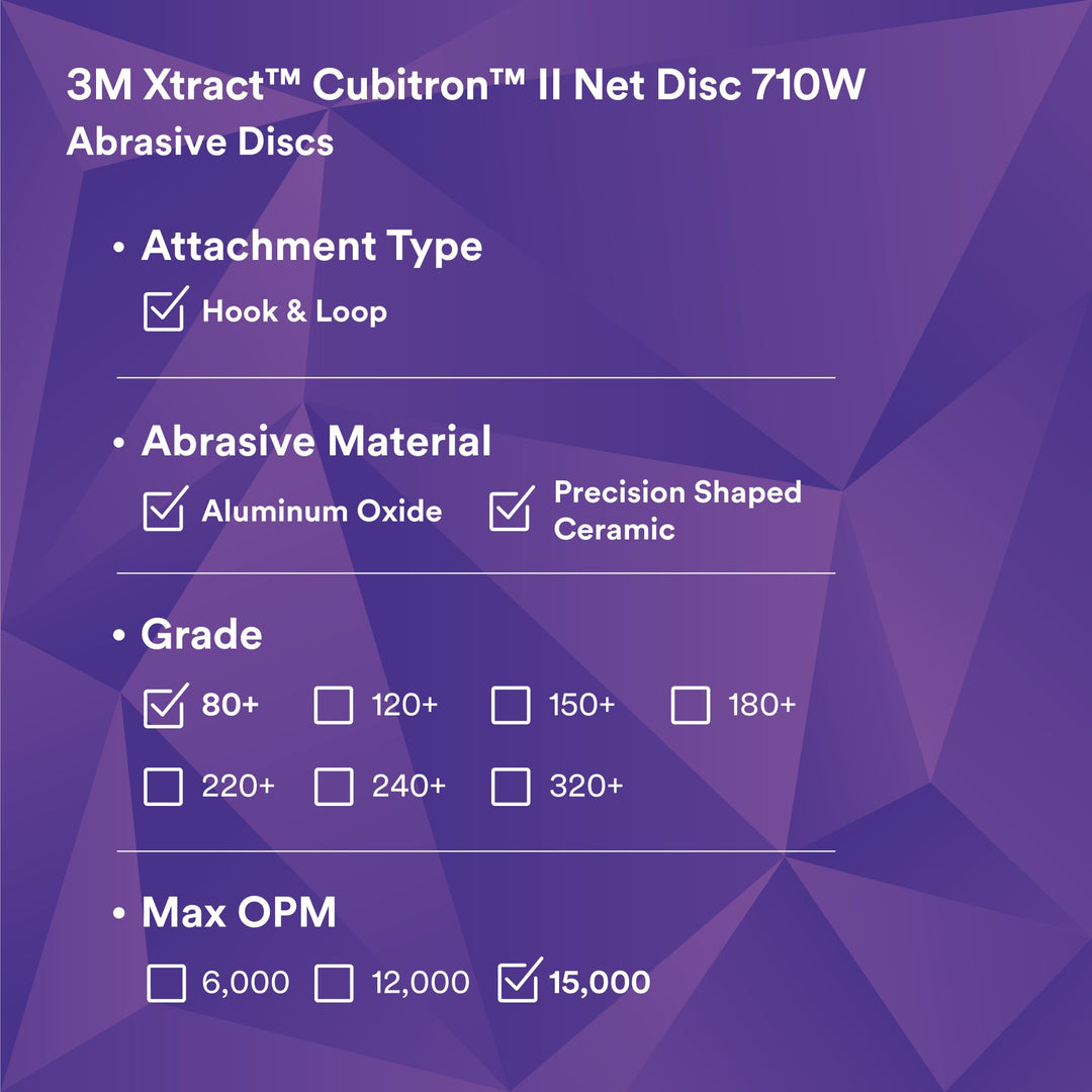 3M Xtract Cubitron II Net Disc 710W, 80+, 3 in x NH, Die 300V