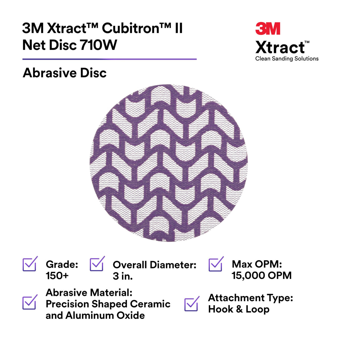 3M Xtract Cubitron II Net Disc 710W, 150+, 3 in x NH, Die 300V