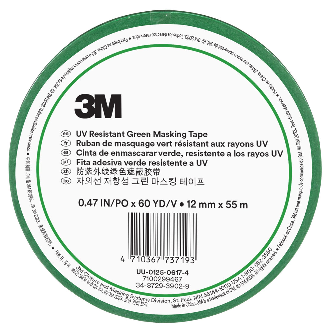 3M UV Resistant Green Masking Tape, 12 mm x 55 m