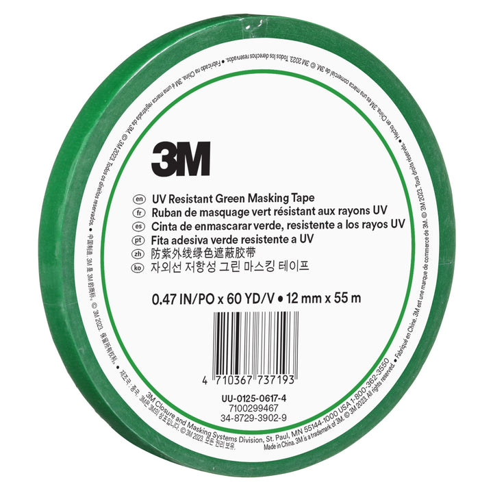 3M UV Resistant Green Masking Tape, 12 mm x 55 m