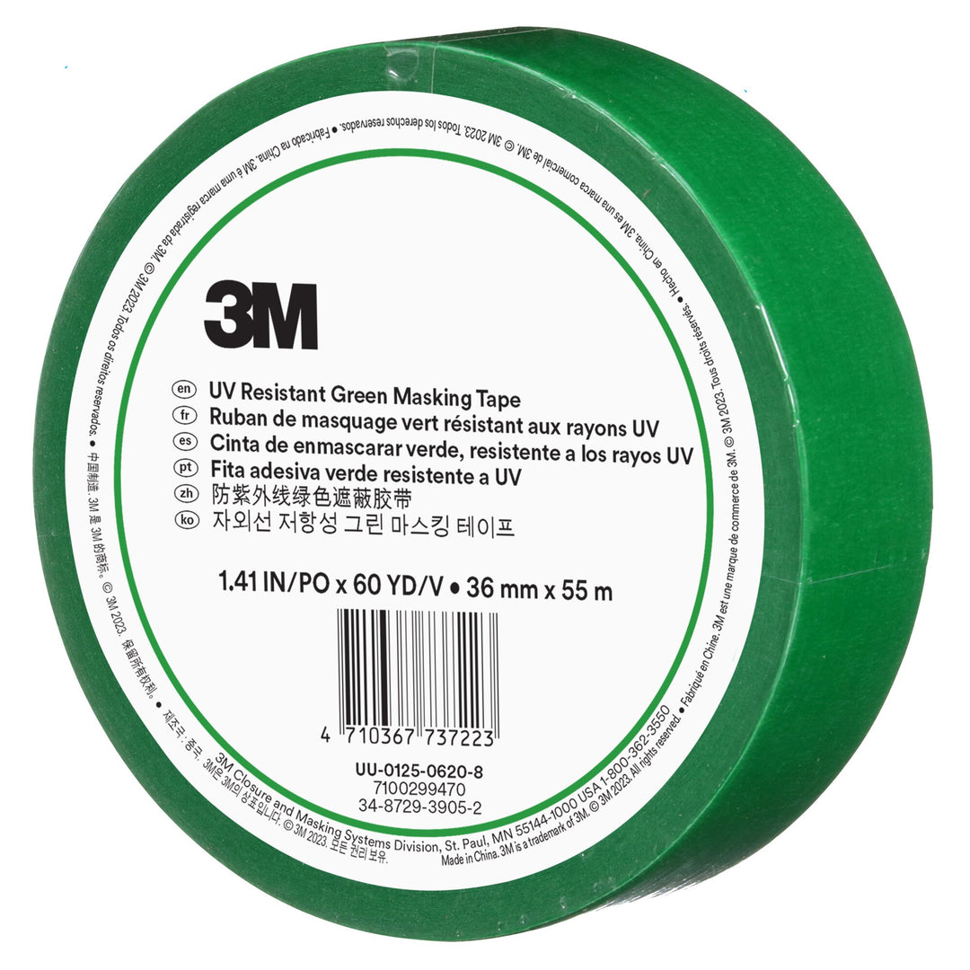 3M UV Resistant Green Masking Tape, 36 mm x 55 m