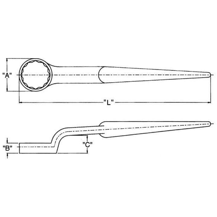 Wright Tool 1798 Structural Spud Wrench 12 Point Box End w/Offset Head Black Industrial - 2-3/4"