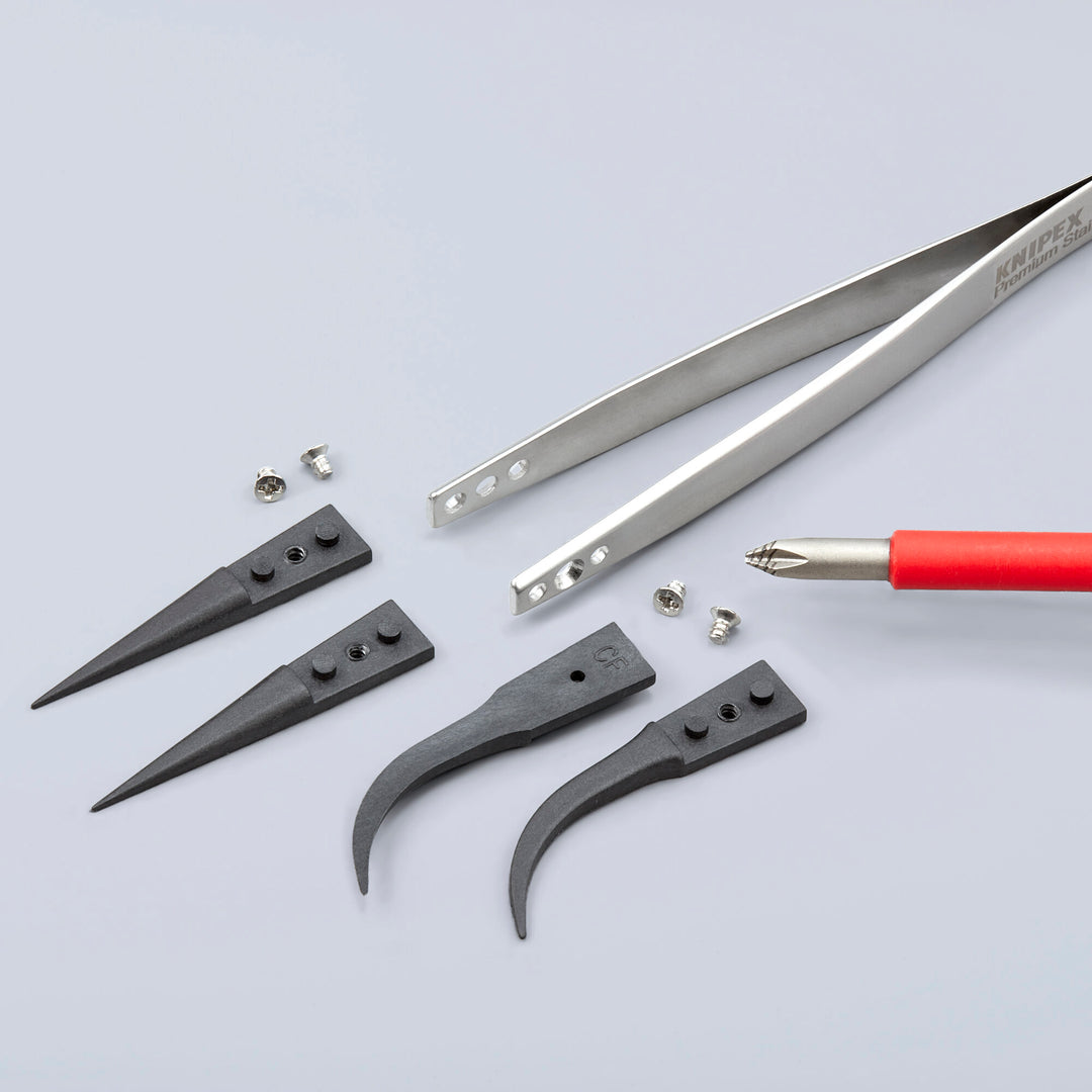 Knipex 92 81 05 5 1/4" Premium Stainless Steel Gripping Tweezers-Pointed Tips