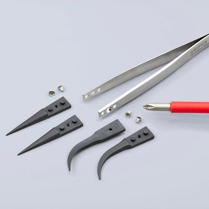 Knipex 92 81 05 5 1/4" Premium Stainless Steel Gripping Tweezers-Pointed Tips