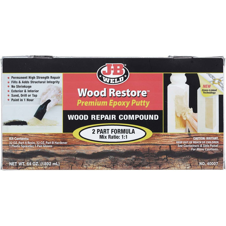 J-B Weld 40007 Wood Restore Premium Epoxy Putty, 64 oz.