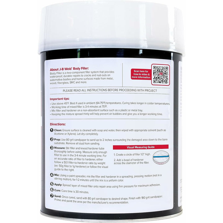 J-B Weld 40265 Body Filler, 1 Gallon
