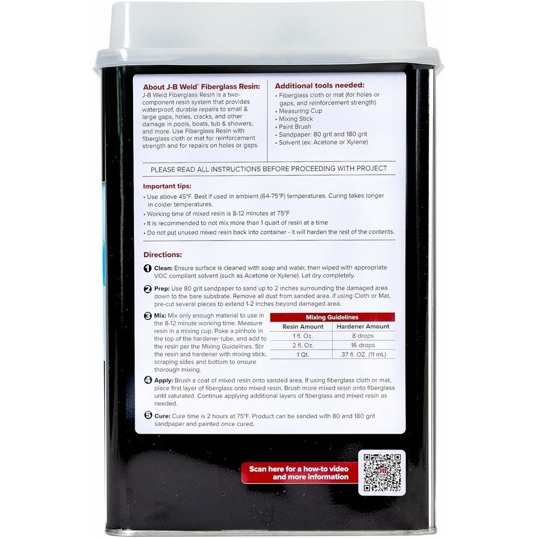 J-B Weld 40404 Fiberglass Resin, 1 Gallon
