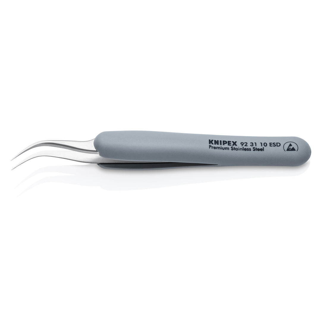 Knipex 92 31 10 ESD 5" Premium Stainless Steel Precision Tweezers-45°Angled-Needle-Point Tips-ESD