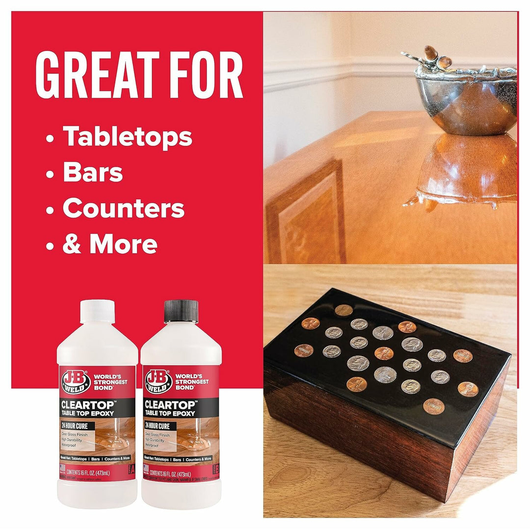 J-B Weld 41032 ClearTop Pour-On Epoxy, 32 fl oz.