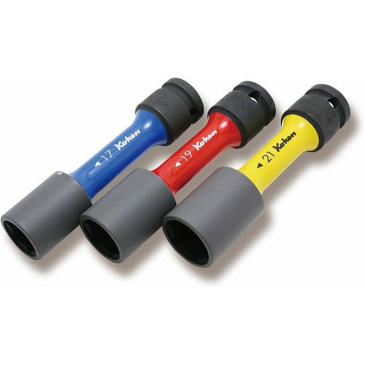 Ko-Ken  14201M  Wheel Nut Socket Set 17-21mm 6 Point 110mm Color coded 3 pieces 1/2 Sq. Drive