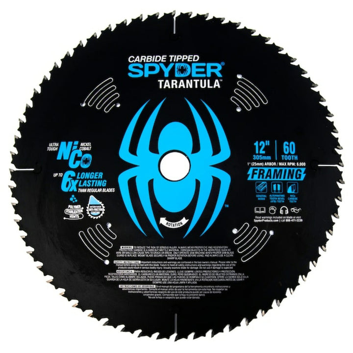 Spyder 13033 12-in 60 -Tooth Rough Finish Tungsten carbide-tipped steel Miter/Table saw blade Individual