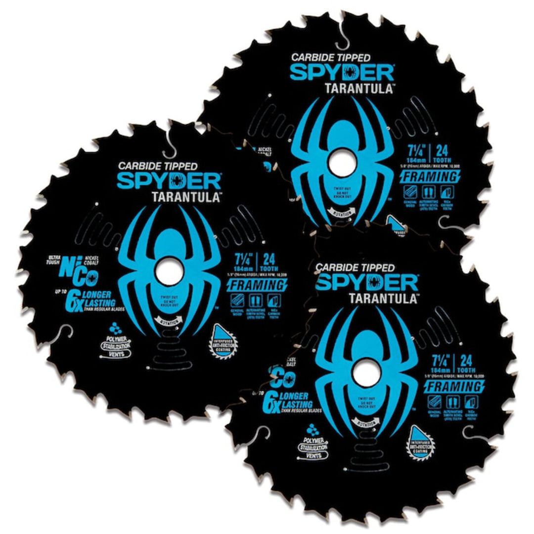 Spyder 13050 7-1/4-in 24 -Tooth Rough Finish Tungsten carbide-tipped steel Circular saw blade Set 3 -Pack