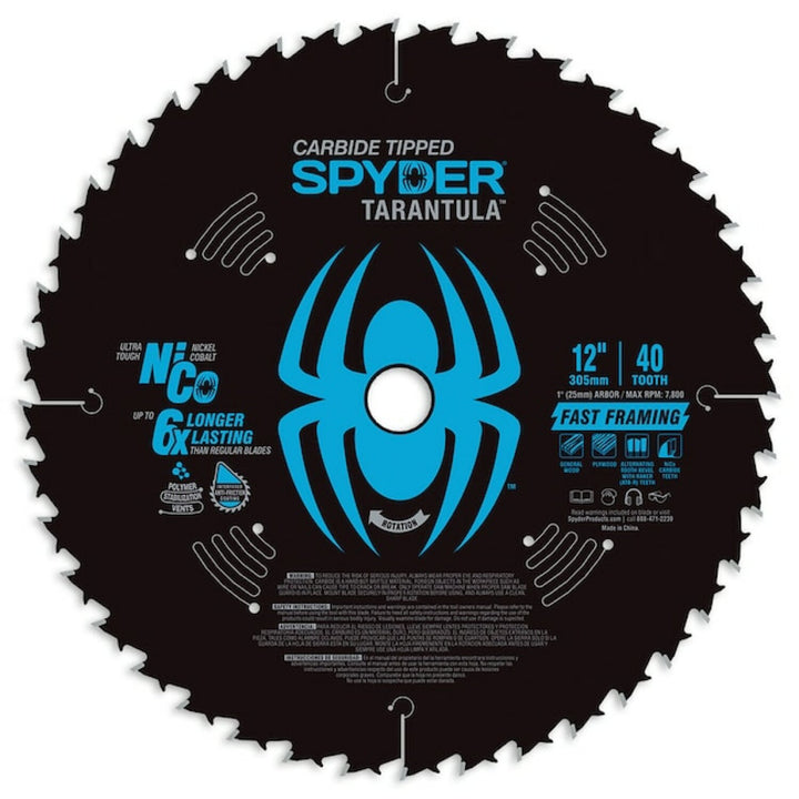 Spyder 13049 12-in 40 -Tooth Rough Finish Tungsten carbide-tipped steel Miter/Table saw blade Individual