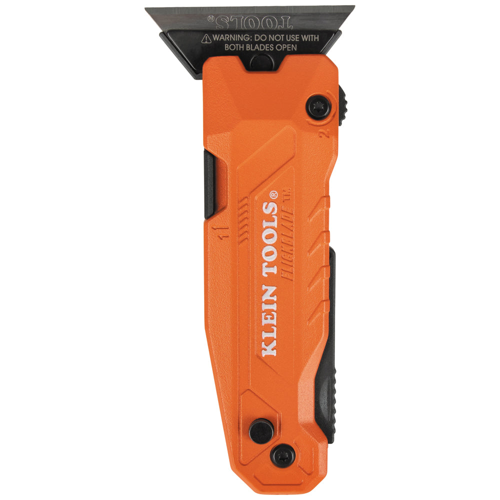 Klein Tools 44306 FLICKBLADE 2-in-1 Utility Knife & Scraper with Blade Storage