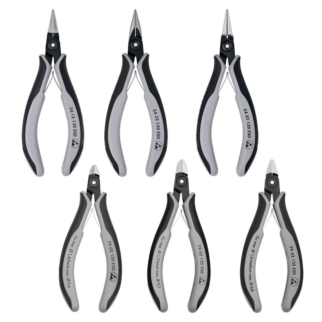 Knipex 00 20 16 P ESD 6 Pc Electronics ESD Pliers Set in Zipper Pouch