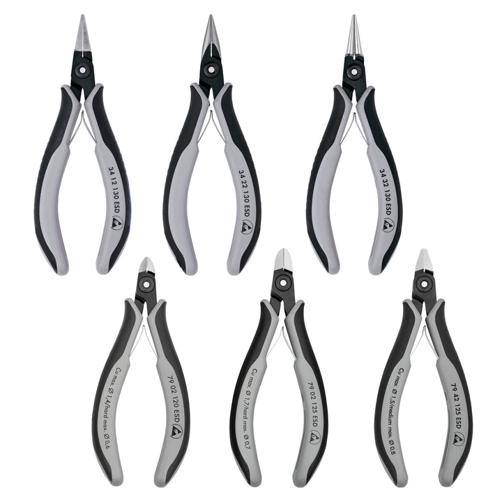 Knipex 00 20 16 P ESD 6 Pc Electronics ESD Pliers Set in Zipper Pouch