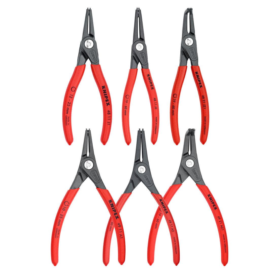 Knipex 00 20 01 V02 6 Pc Precision Snap Ring Pliers Set in Foam Tray