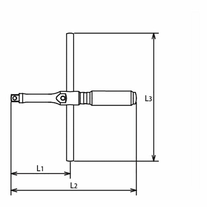 Ko-ken 4711XZ T Handle 1/2 Square Length 264 x 350mm Sliding Bar Free Turn Grip