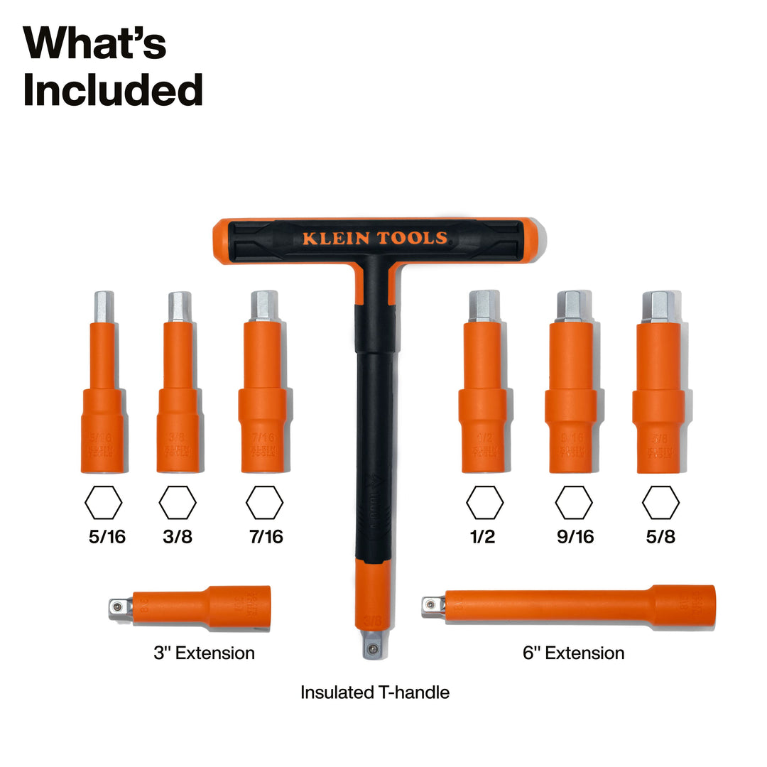 Klein Tools 47120INS Insulated T-Handle and Hex Bit Set, 9-Piece