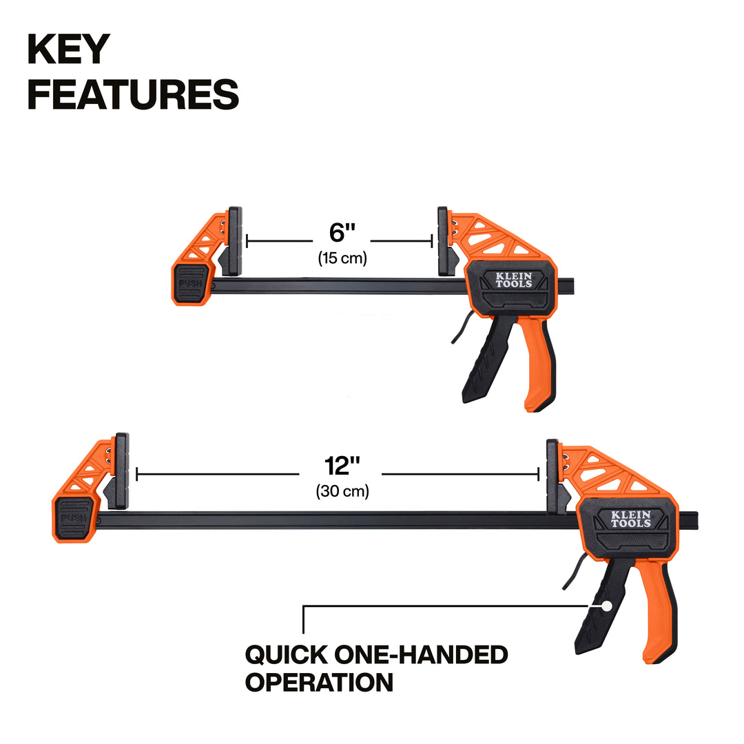 Klein Tools 47552 Speed-Klamp 6-Inch and 12-Inch, 150-Pound, 4-Pack