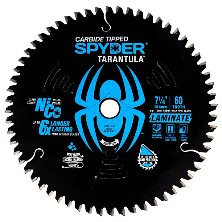 Spyder 13020 Laminated Wood 7-1/4-in 60 -Tooth Tungsten carbide-tipped steel Circular saw blade Individual
