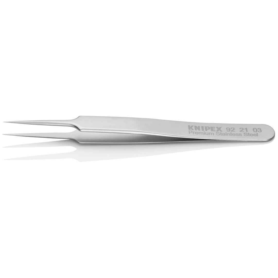 Knipex 92 21 03 4 1/2" Premium Stainless Steel Gripping Tweezers-Needle-Point Tips