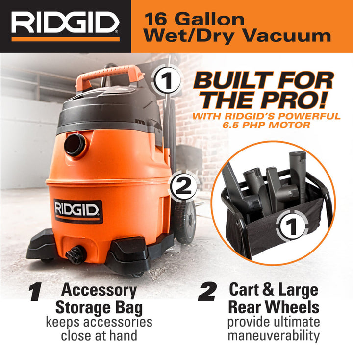 Ridgid 31698 Wet/Dry Vacuum - Ridgid WD1851EX 16 Gallon High Performance Portable Vac